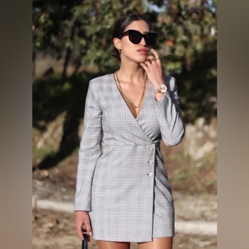 Zara Plaid Blazer Dress